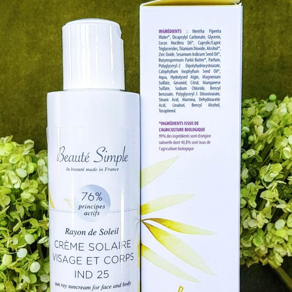 Crème solaire visage et corps Indice 25 naturelle