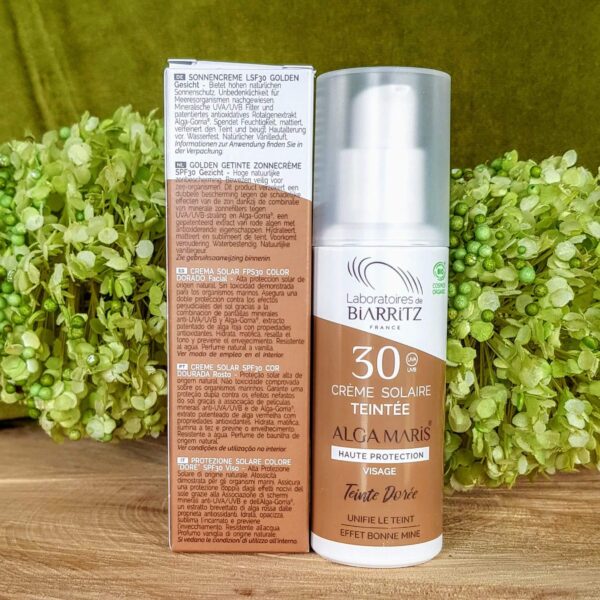 Crème solaire teintée SPF 30 bio effet seconde peau